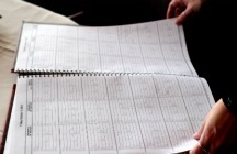 Event planner looking at schedule
